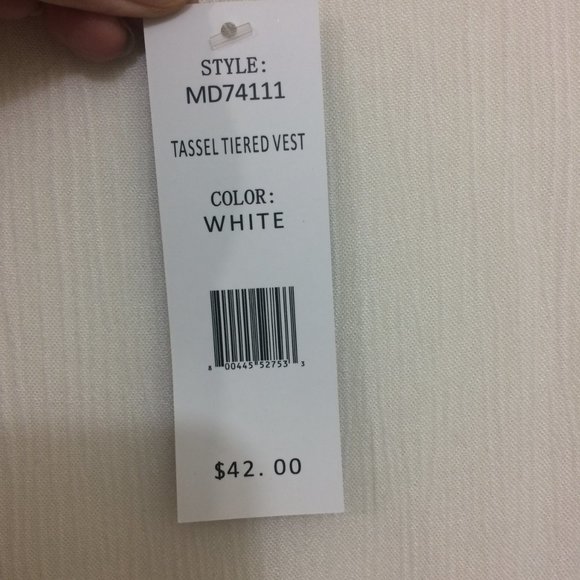 Madden NYC Boho Festival Tassel Tiered Vest White - Picture 7 of 9